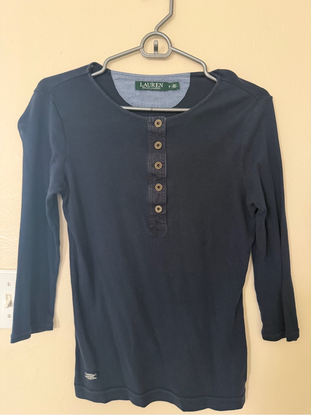 Ralph Lauren Navy Henley-Style Button Top